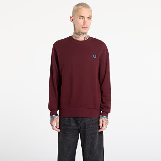 FRED PERRY Crew Neck Sweatshirt Oxbld/ Ecr/ Crtblu