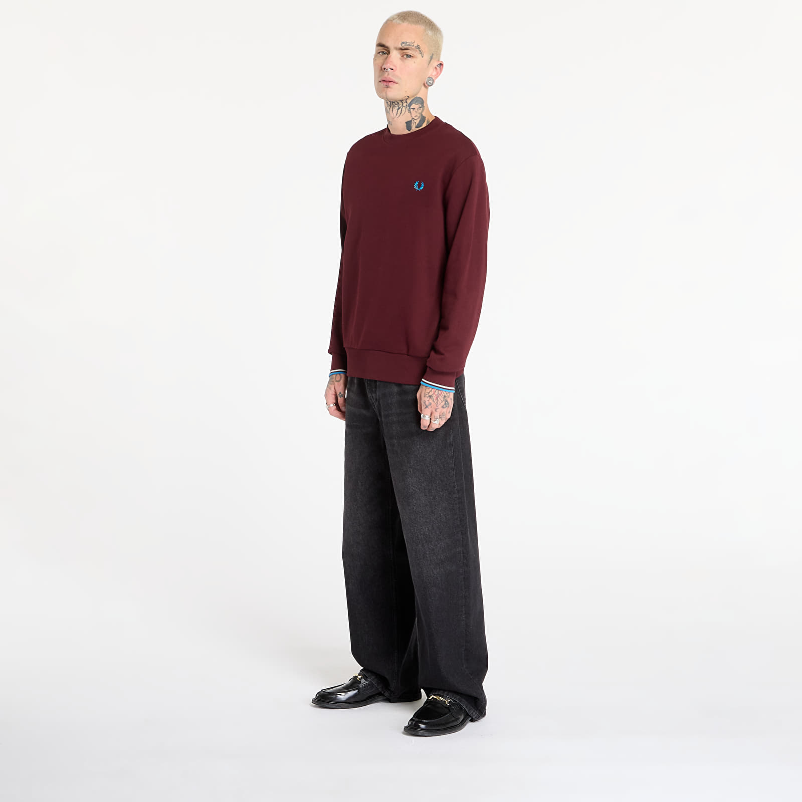 Hættetrøjer og sweatshirts FRED PERRY Crew Neck Sweatshirt Oxbld/ Ecr/ Crtblu