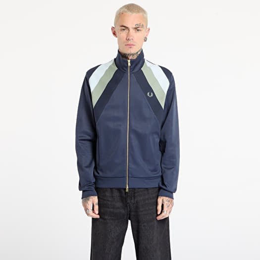 FRED PERRY Striped Panel Track Jacket Dark Airforce