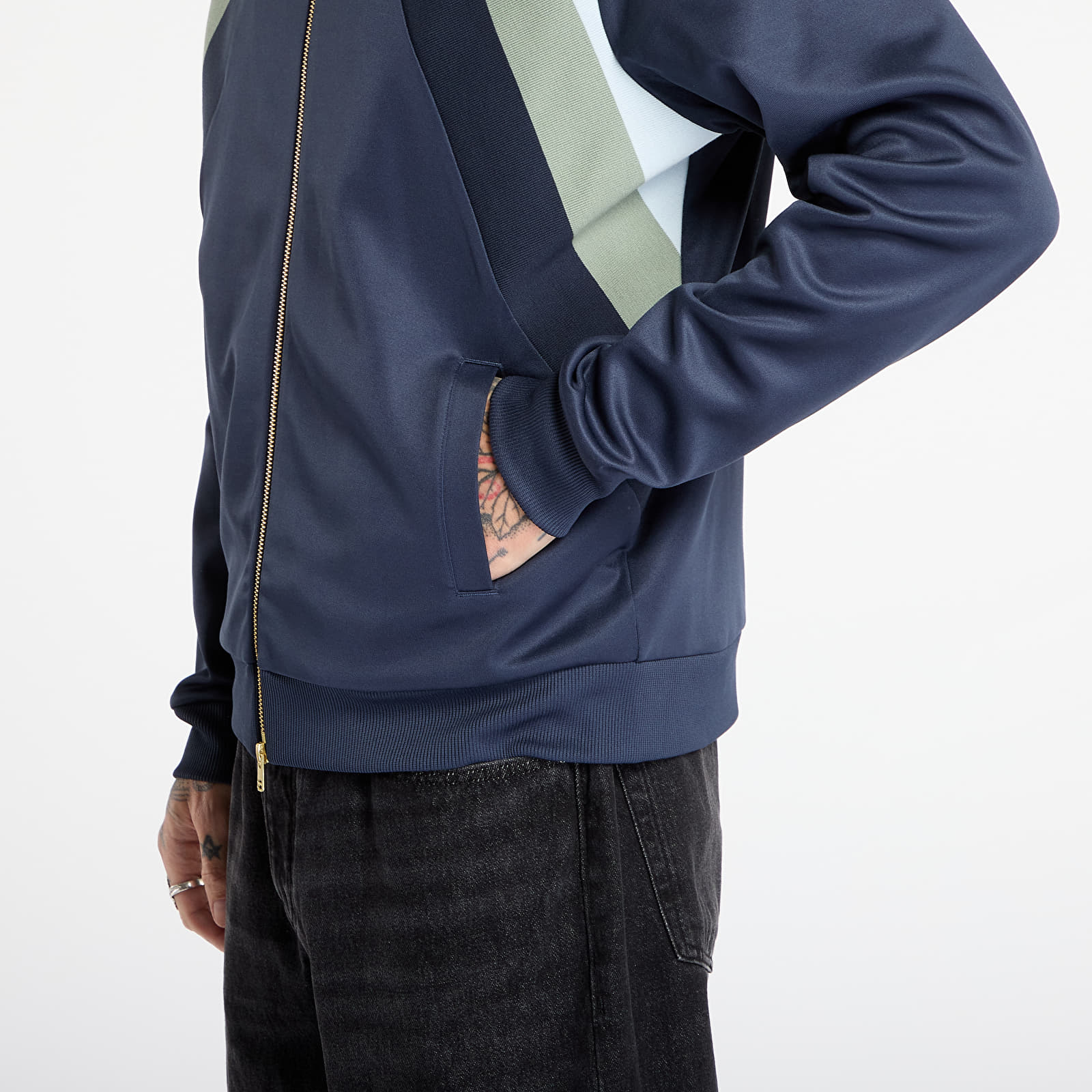 Jacken FRED PERRY Striped Panel Track Jacket Dark Airforce