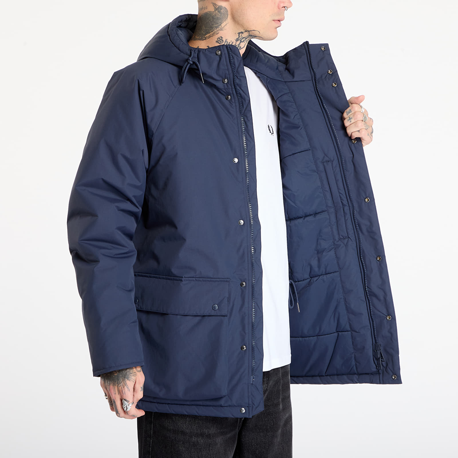 Puffejacken FRED PERRY Padded Zip Through Jacket Dark Airforce