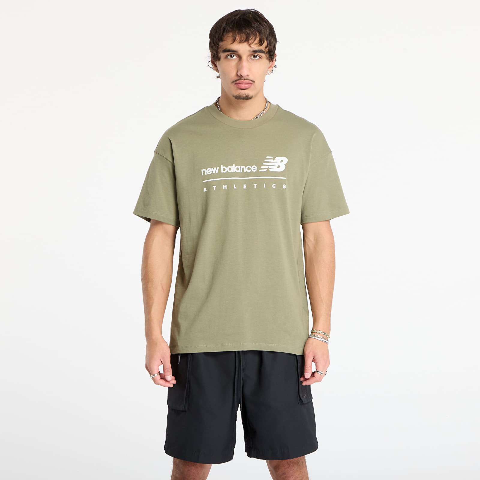 Тениски New Balance Linear Graphic T-Shirt Dark Olive