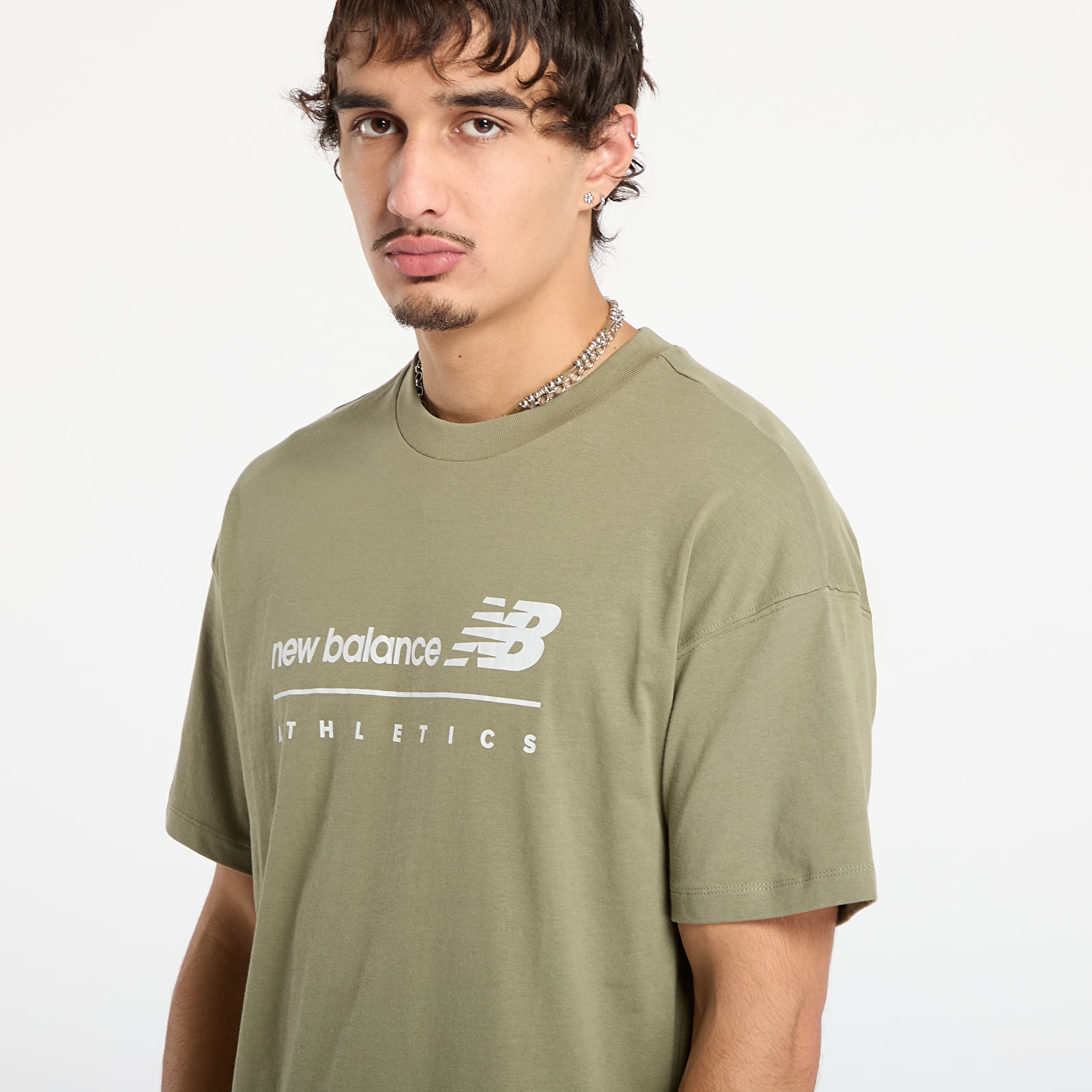 Тениски New Balance Linear Graphic T-Shirt Dark Olive
