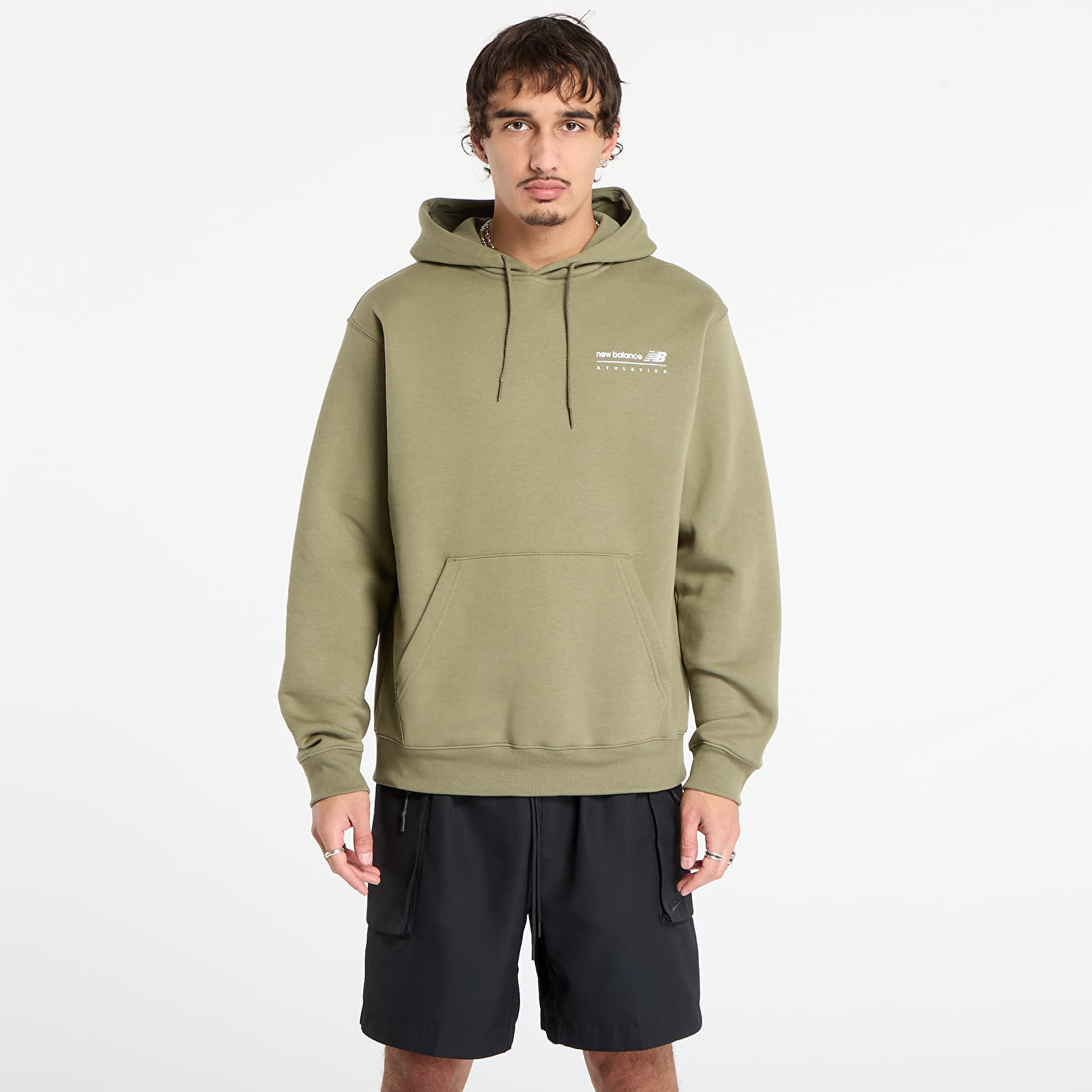 Суитшърт New Balance Linear Graphic Fleece Hoodie Dark Olive S