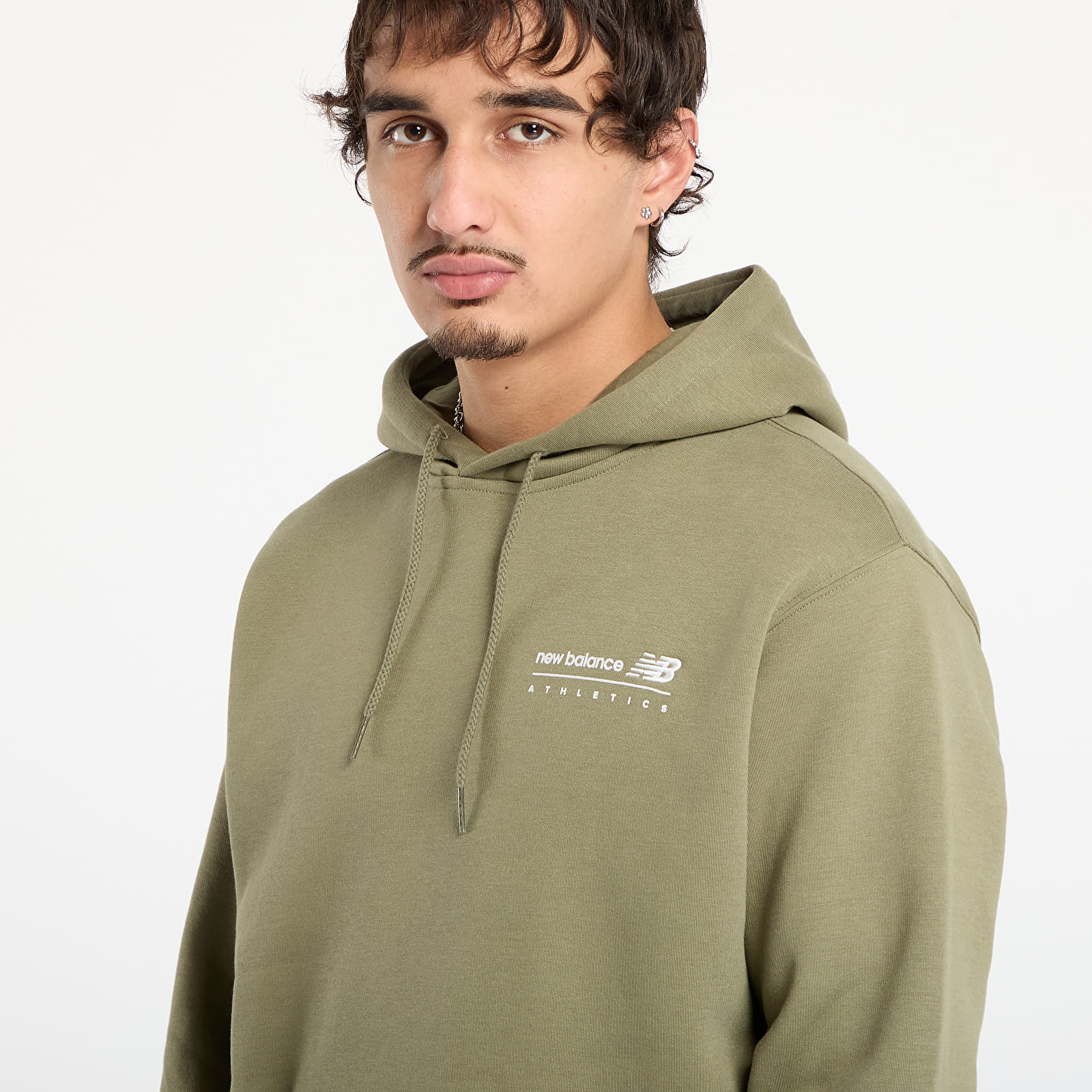 Sweatjacken und Sweatshirts New Balance Linear Graphic Fleece Hoodie Dark Olive