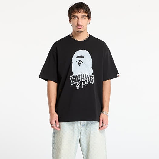 T-paita A BATHING APE Hand Drawn Ape Head Relaxed Fit Tee Black