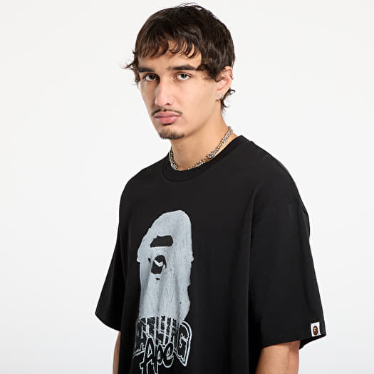 A BATHING APE Hand Drawn Ape Head Relaxed Fit Tee Black | Footshop