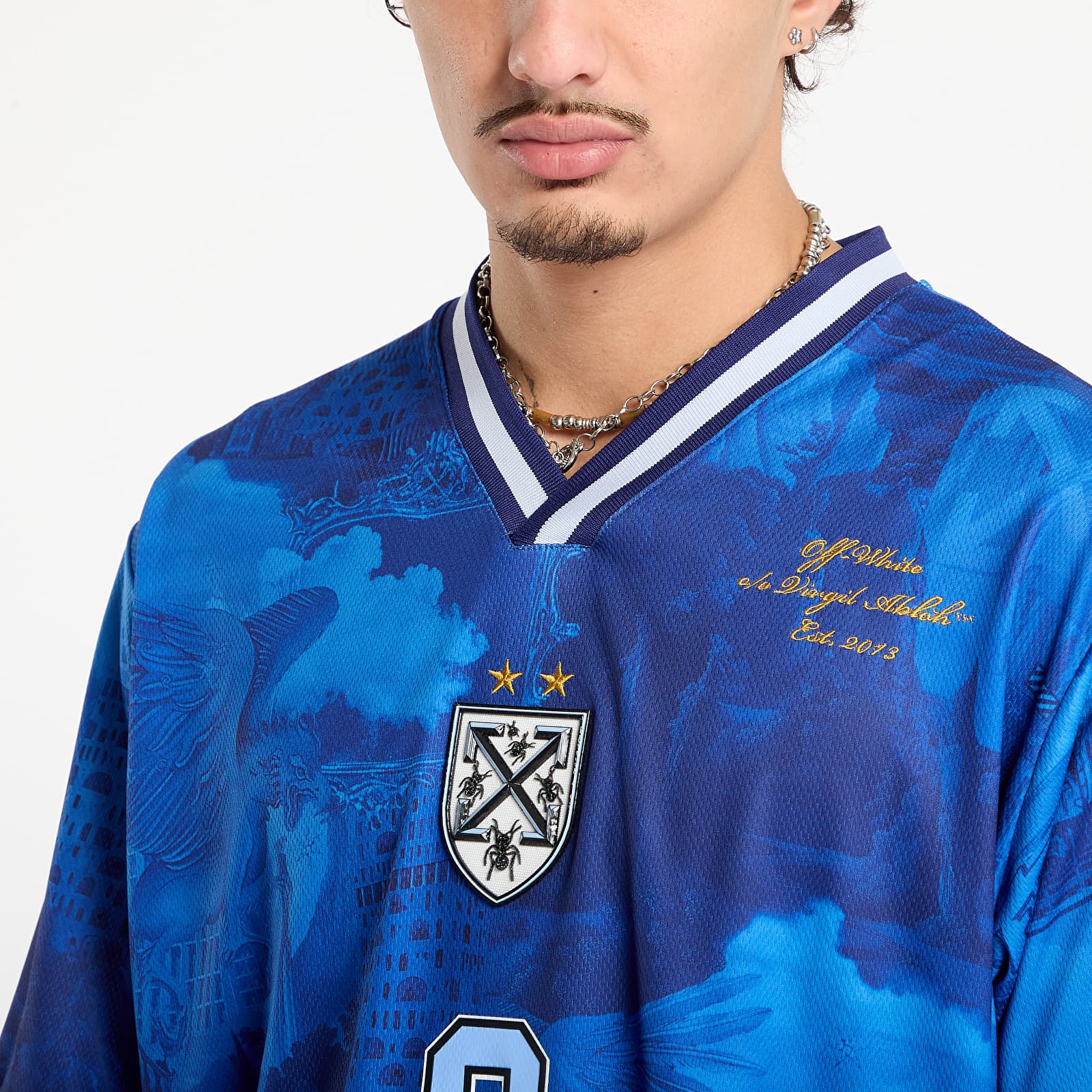 Trička Off-White World Paint Soccer S/S Tee Nautical Blue