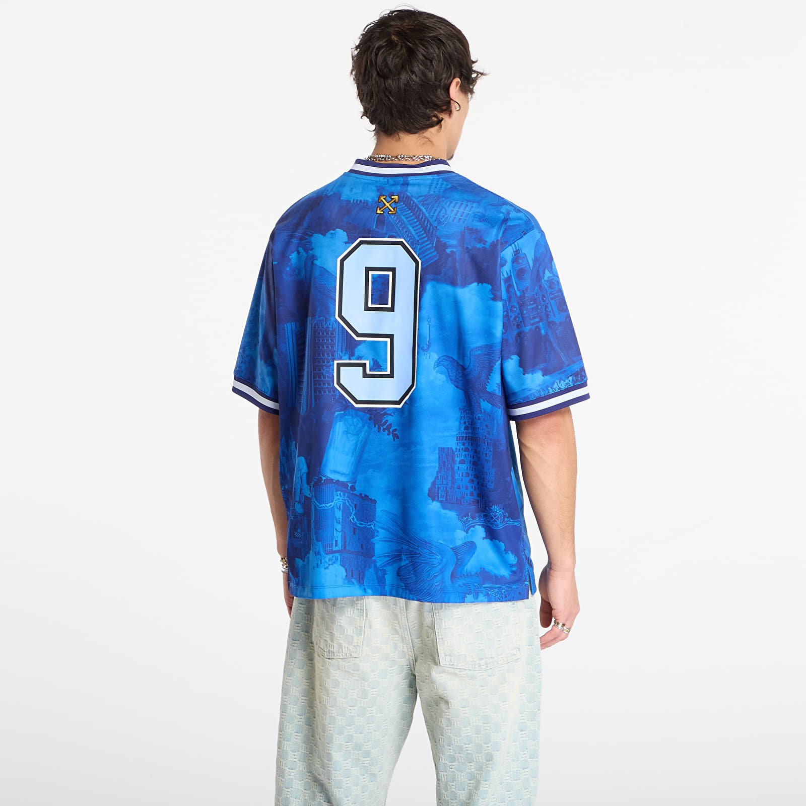 Trička Off-White World Paint Soccer S/S Tee Nautical Blue
