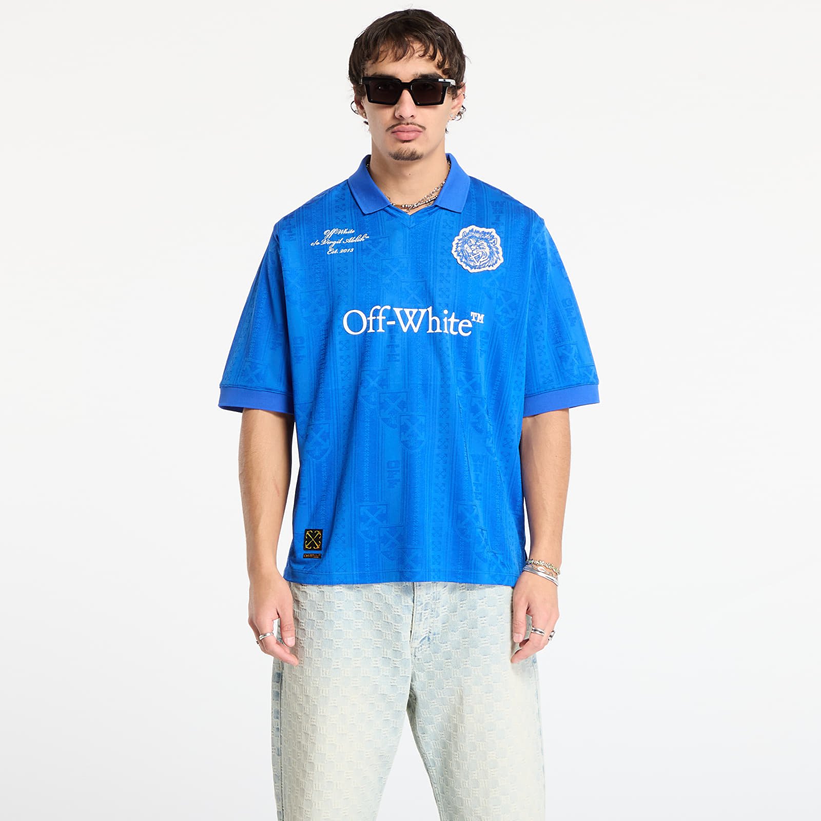 Trička Off-White Lion Nation Soccer S/S Top Navy Blue