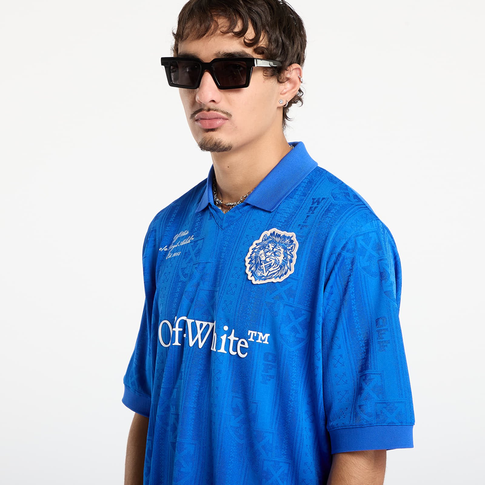 Trička Off-White Lion Nation Soccer S/S Top Navy Blue