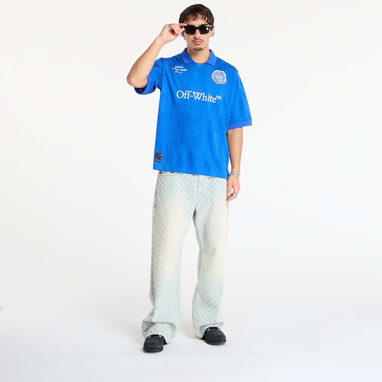 Trička Off-White Lion Nation Soccer S/S Top Navy Blue