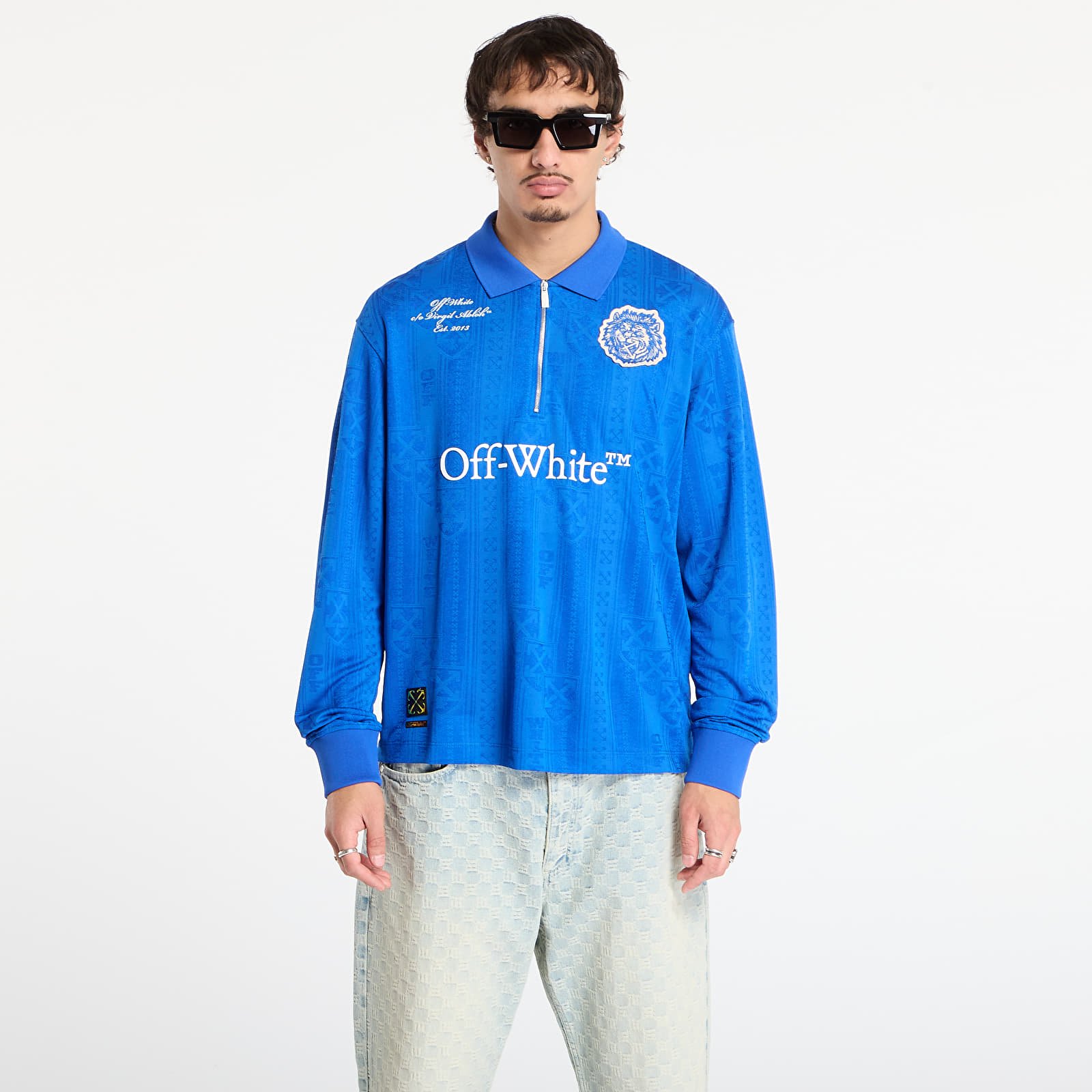 Trička Off-White Lion Nation Soccer L/S Polo Navy Blue