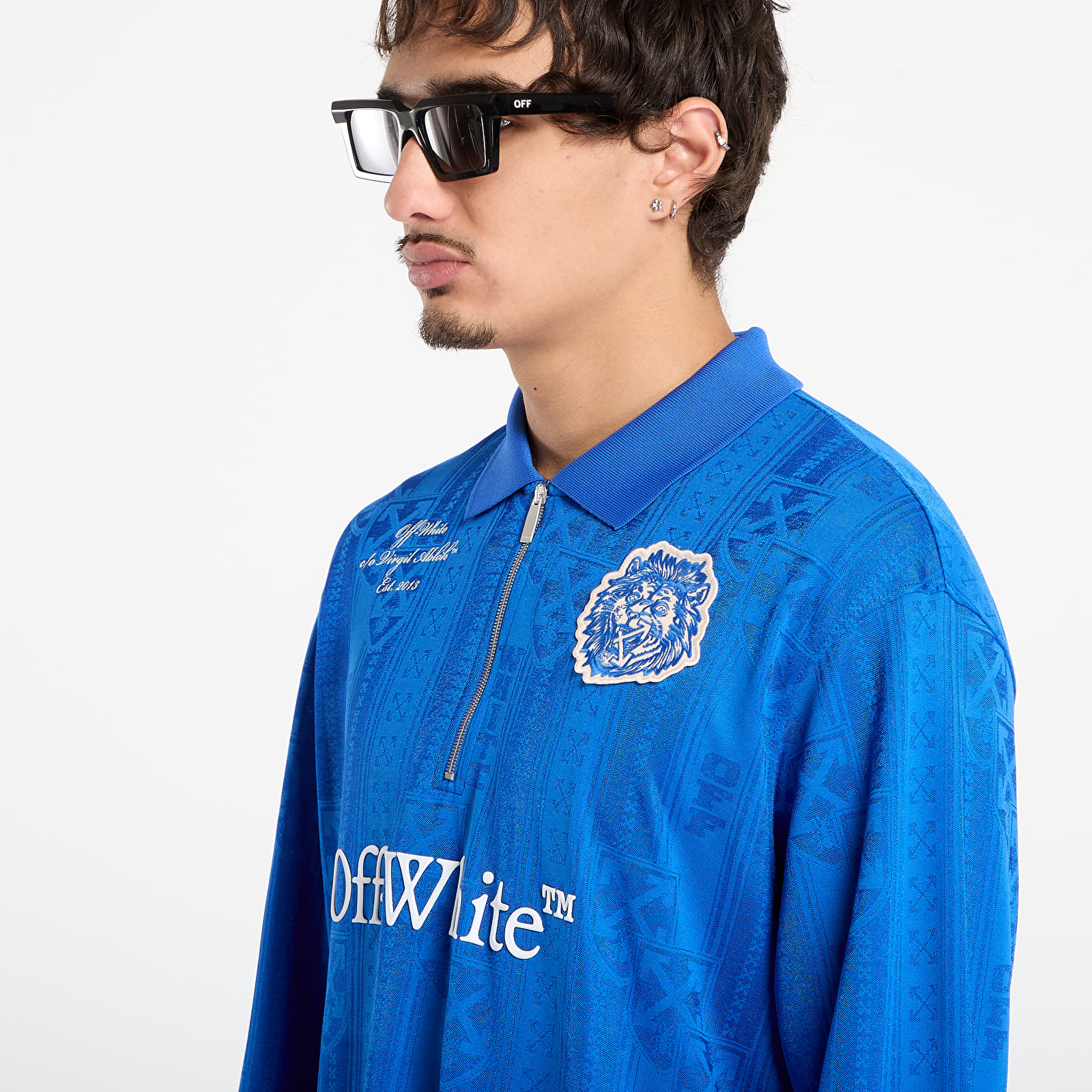 Trička Off-White Lion Nation Soccer L/S Polo Navy Blue