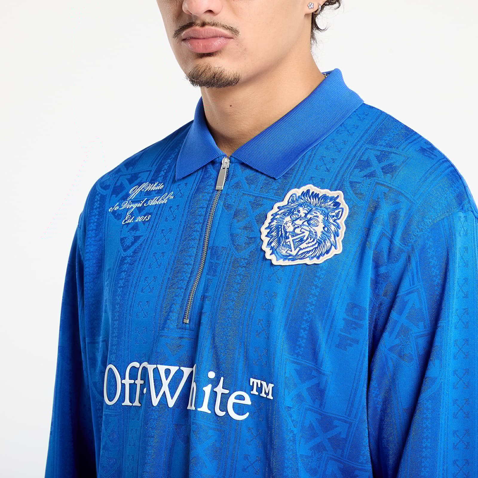 Trička Off-White Lion Nation Soccer L/S Polo Navy Blue