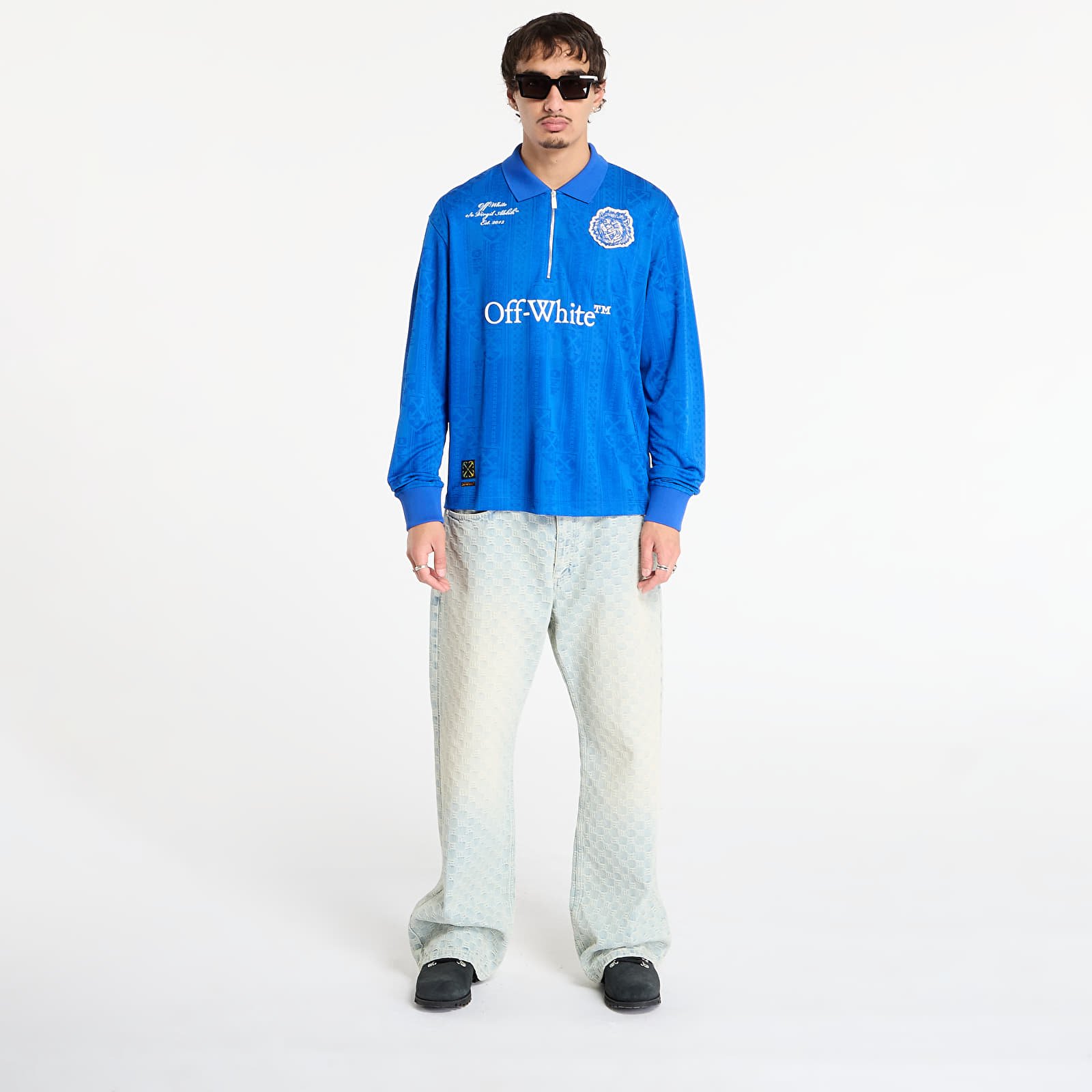 Trička Off-White Lion Nation Soccer L/S Polo Navy Blue