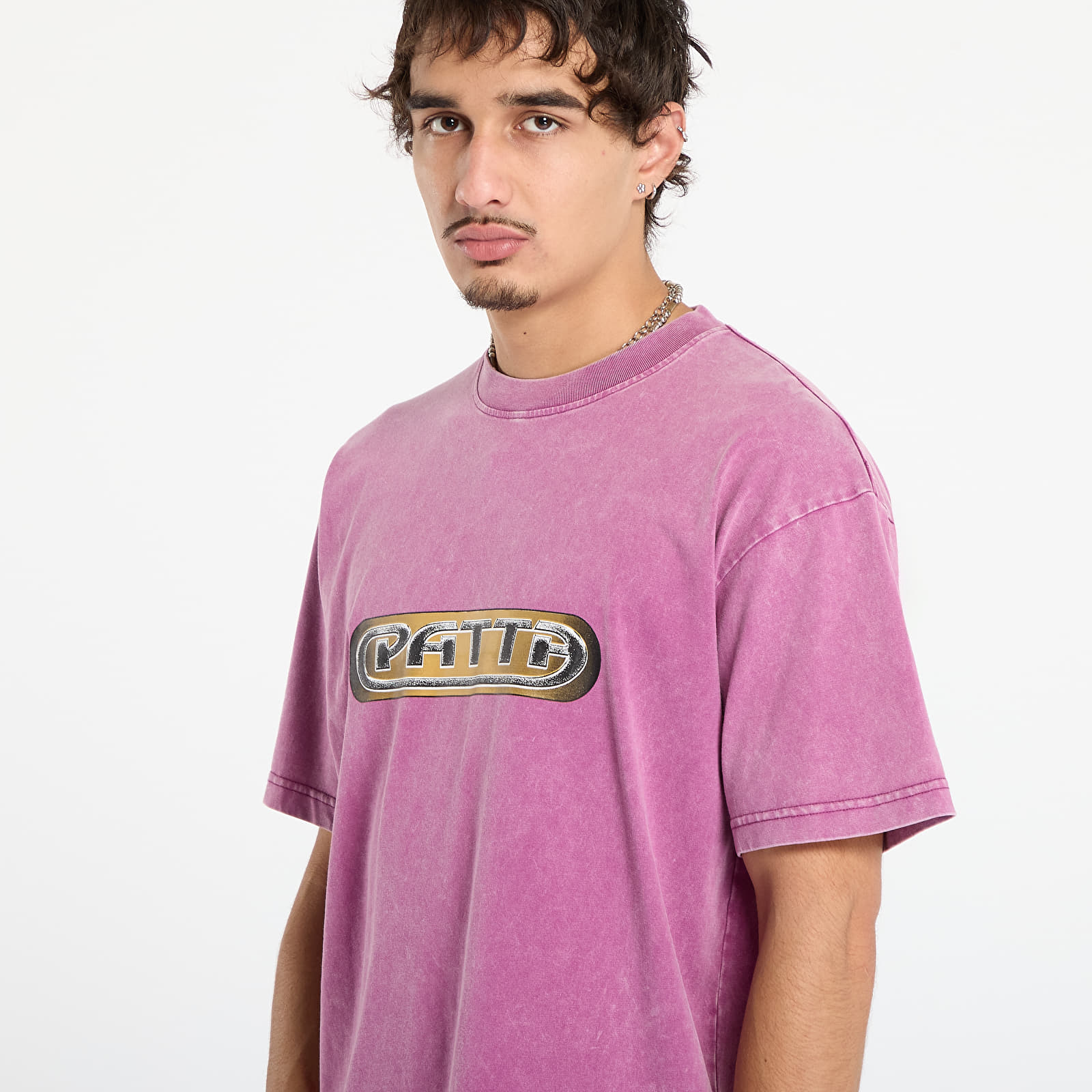 Trička Patta Gilded Acid Washed T-Shirt UNISEX Boysenberry