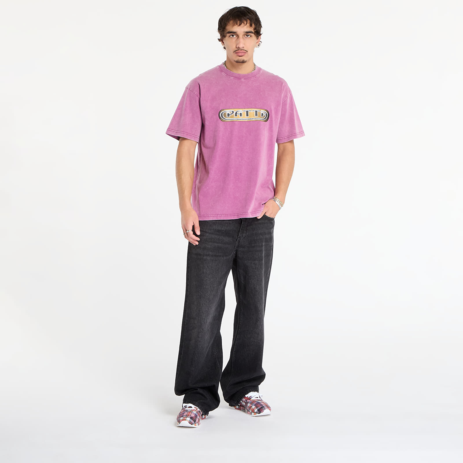 Trička Patta Gilded Acid Washed T-Shirt UNISEX Boysenberry