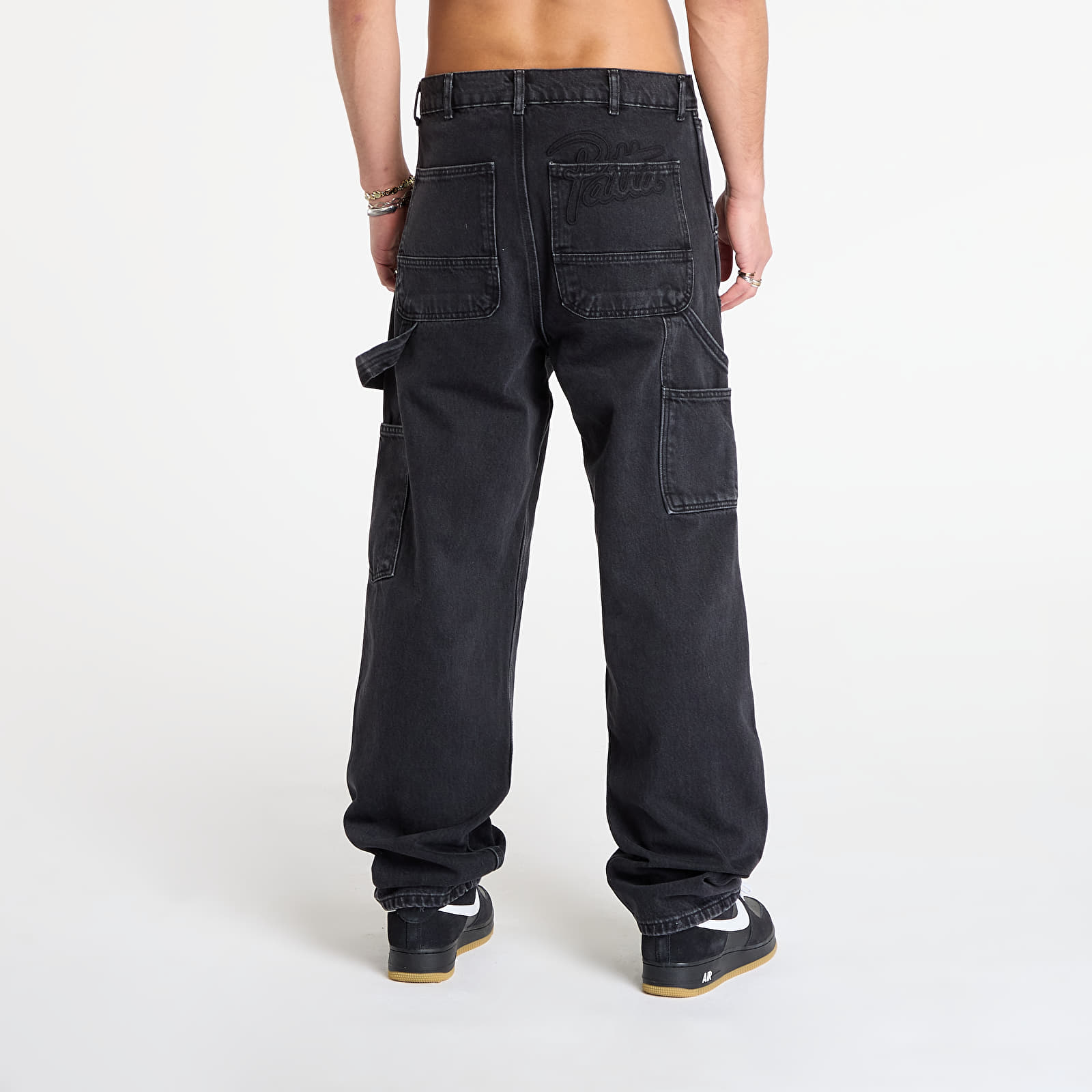 Kavbojke Patta Double Knee Cartoon Denim Pants Black Denim