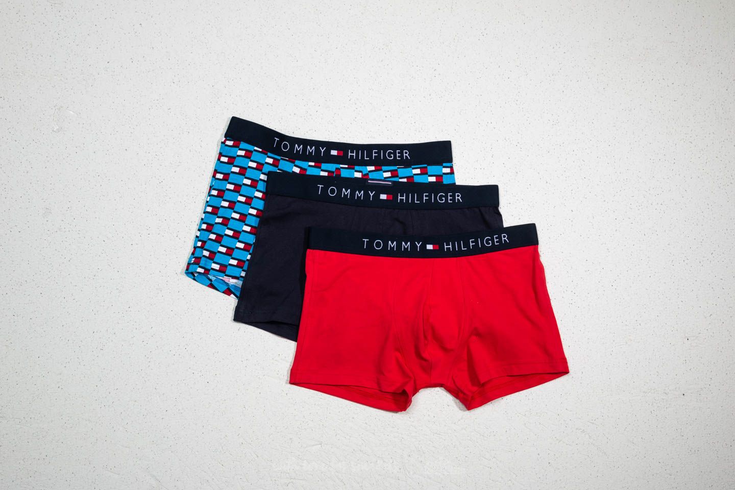 Boxer Tommy Hilfiger Print Color Flag 3 Pack Trunk Navy Blazer/ Tango Red