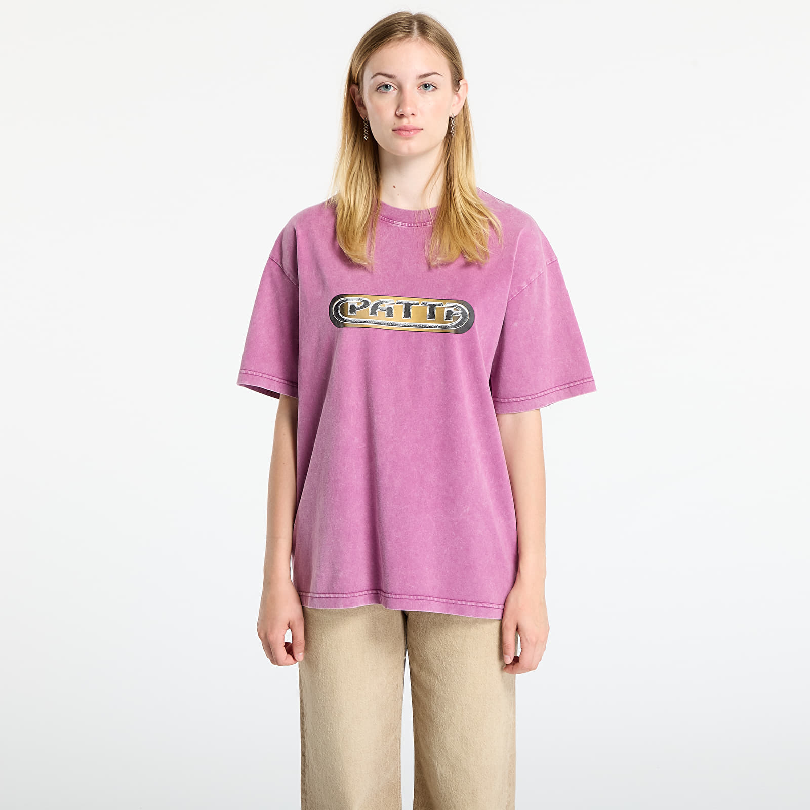 Trička Patta Gilded Acid Washed T-Shirt UNISEX Boysenberry