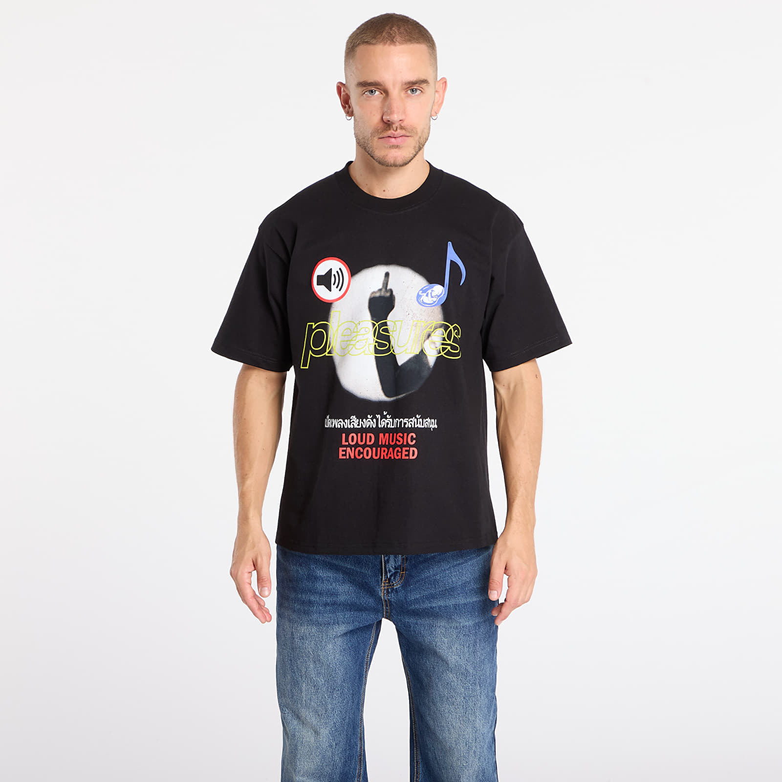 Men's T-shirts PLEASURES Loud Music T-Shirt Black