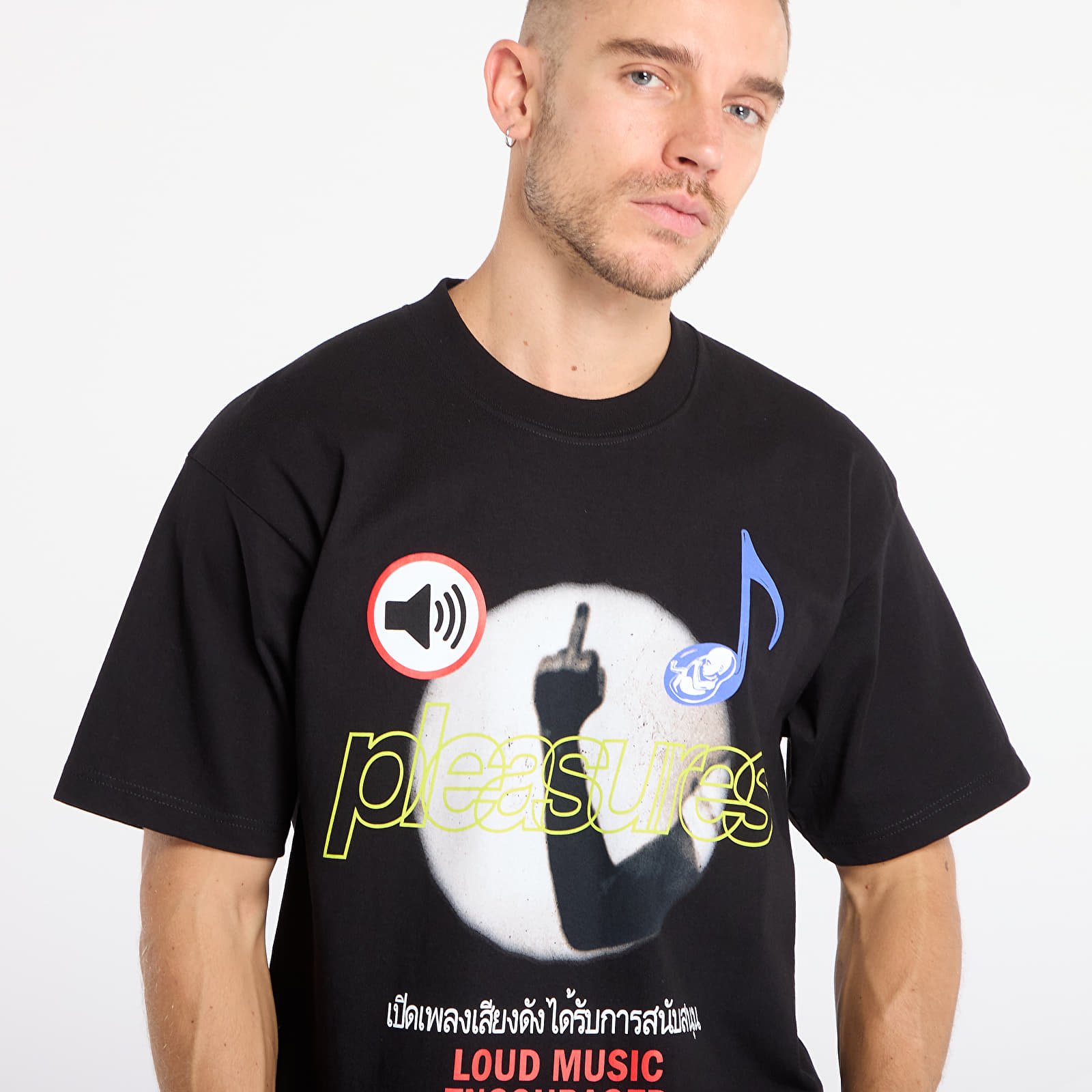 Men's T-shirts PLEASURES Loud Music T-Shirt Black