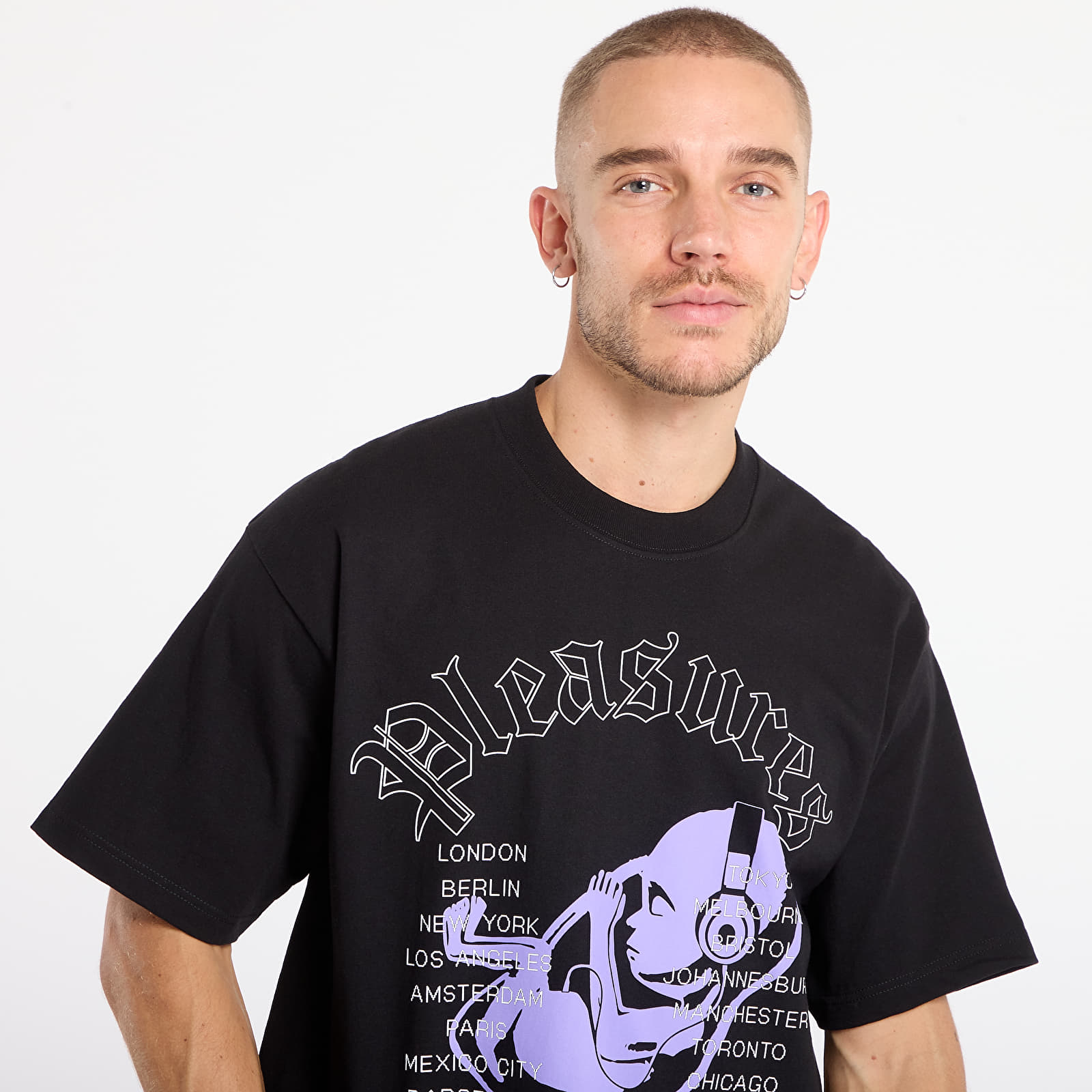 Männer T-Shirts PLEASURES Headphone T-Shirt Black