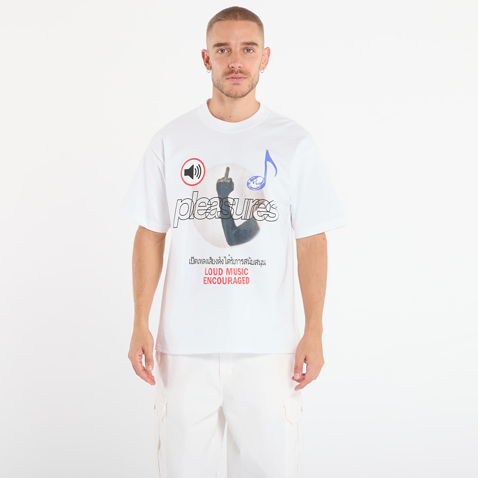 T-skjorter for menn PLEASURES Loud Music T-Shirt White