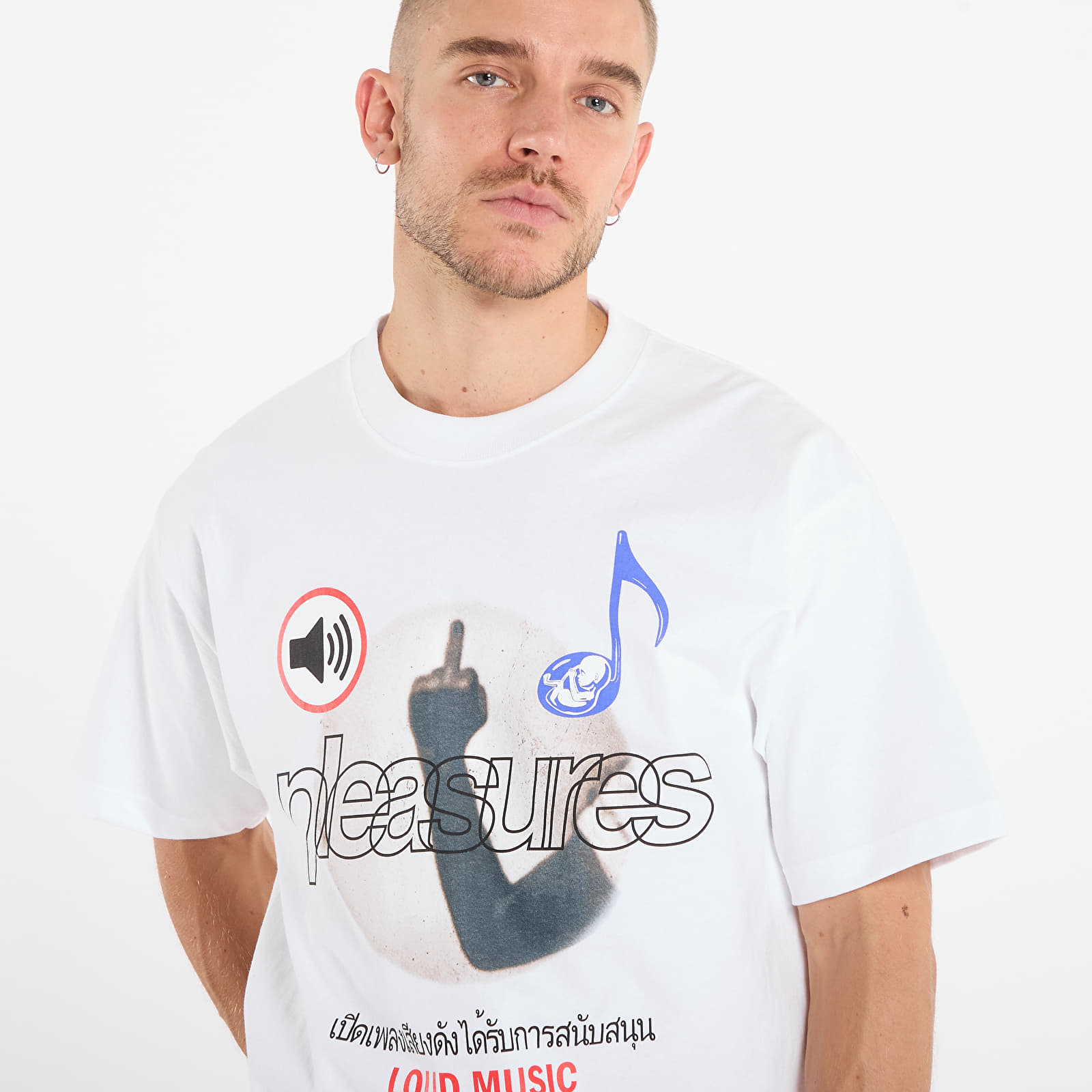T-skjorter for menn PLEASURES Loud Music T-Shirt White