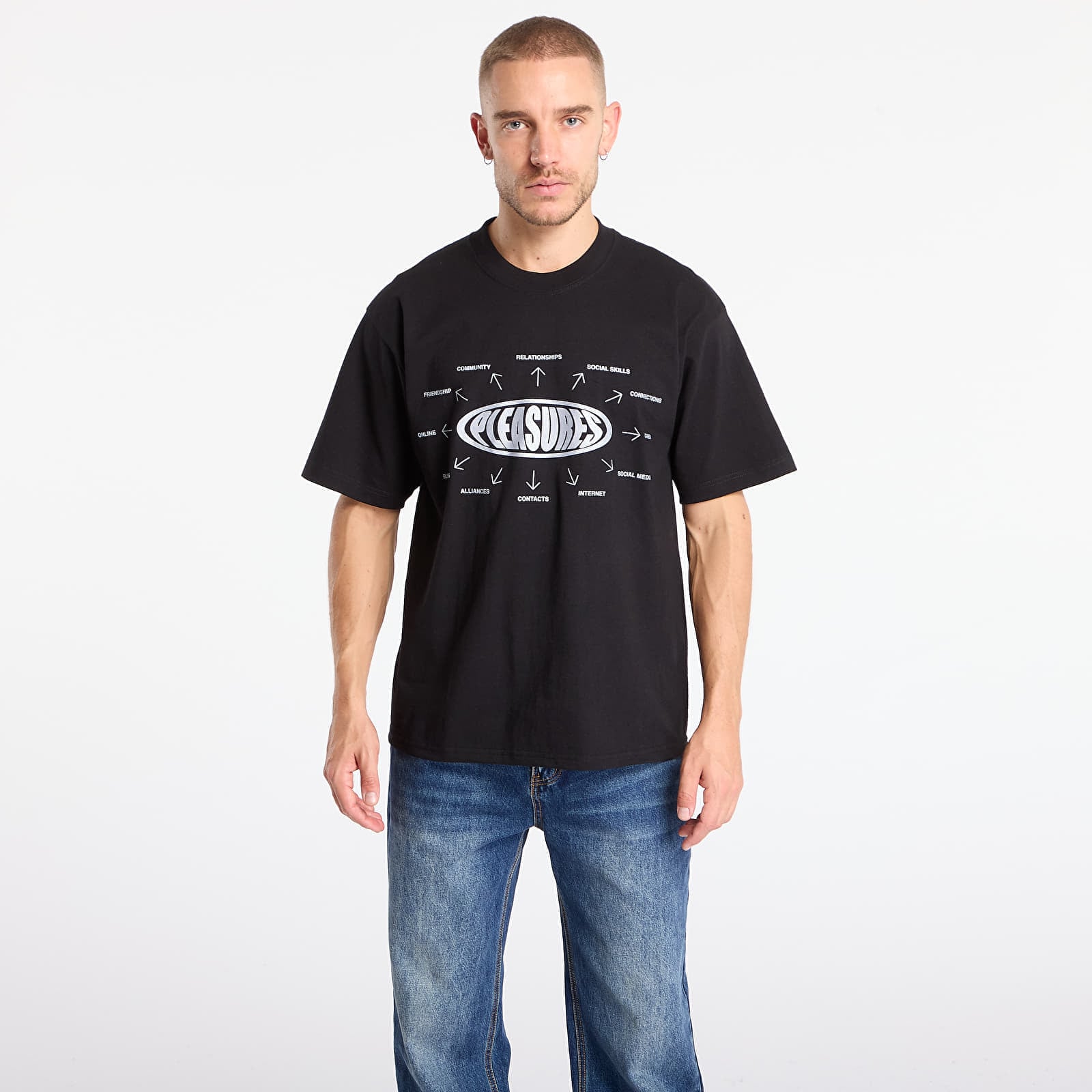 Tricou PLEASURES Overview Logo T-Shirt Black L