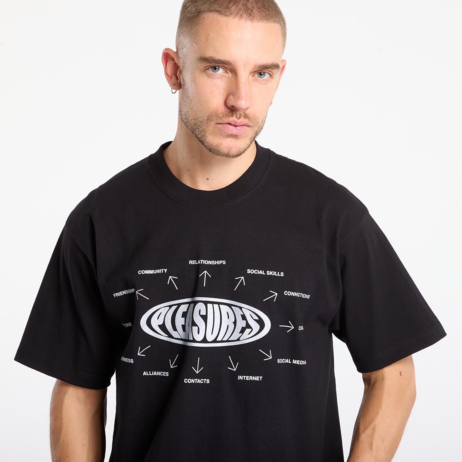 Men's T-shirts PLEASURES Overview Logo T-Shirt Black