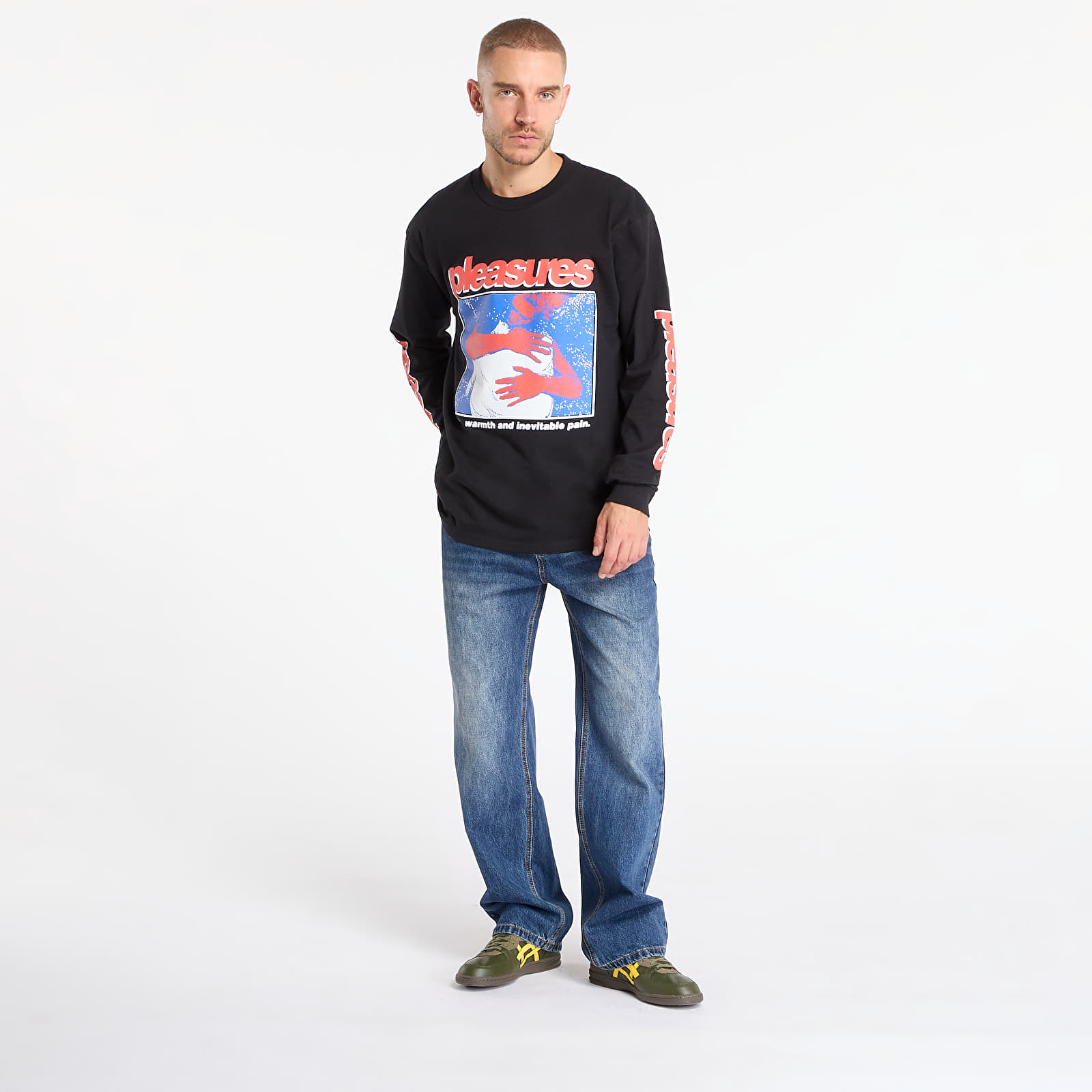 Muške majice kratkih rukava PLEASURES Embrace Long Sleeve Pigment Black