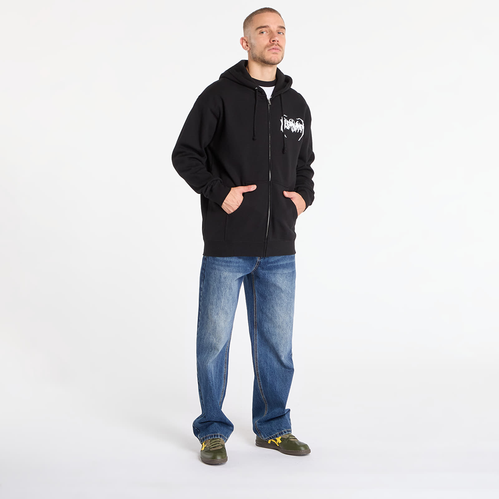 Meeste kapuutsiga dressid PLEASURES Pond Zip Hoodie Black