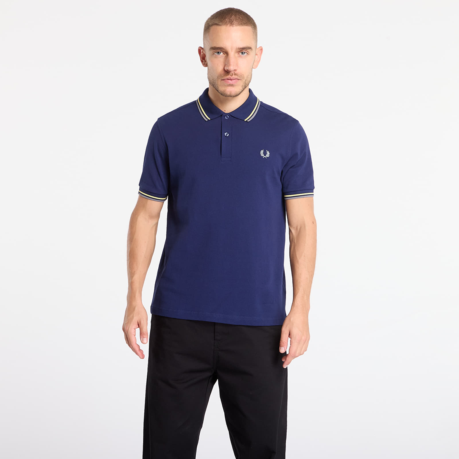 Tricou FRED PERRY Twin Tipped Fred Perry Shirt Frnvy/ Chgld/ Stbl L