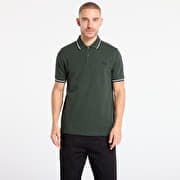 FRED PERRY Twin Tipped Fred Perry Shirt Court green/ Snow white/ Navy