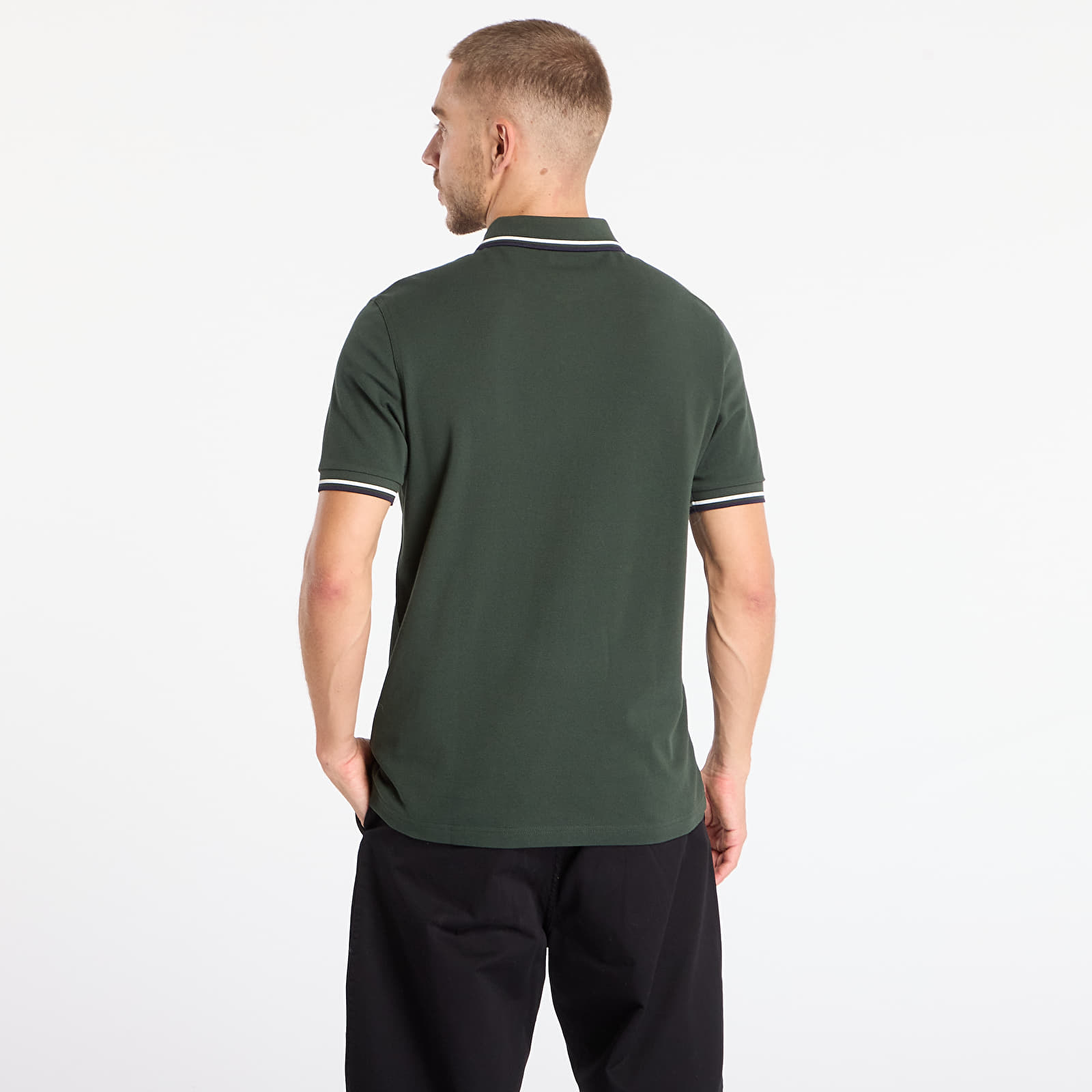 Men's T-shirts FRED PERRY Twin Tipped Fred Perry Shirt Court green/ Snow white/ Navy