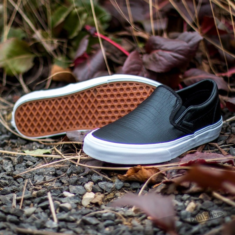 Vans tumbled leather slip on hotsell
