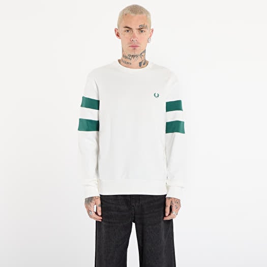 FRED PERRY Peached Tipped Sleeve Sweatshirt Snow White