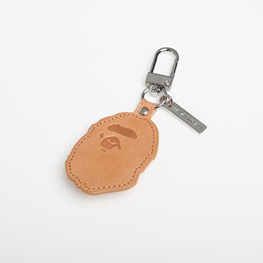 A BATHING APE Ape Head Leather Keychain Brown