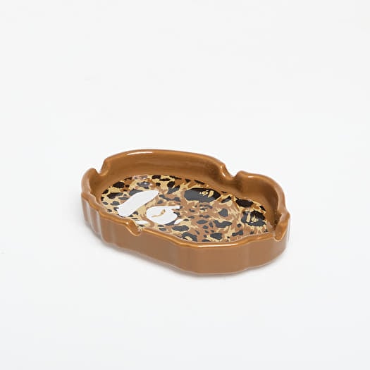 A BATHING APE Wild Leopard Pattern Ape Head Ashtray Beige
