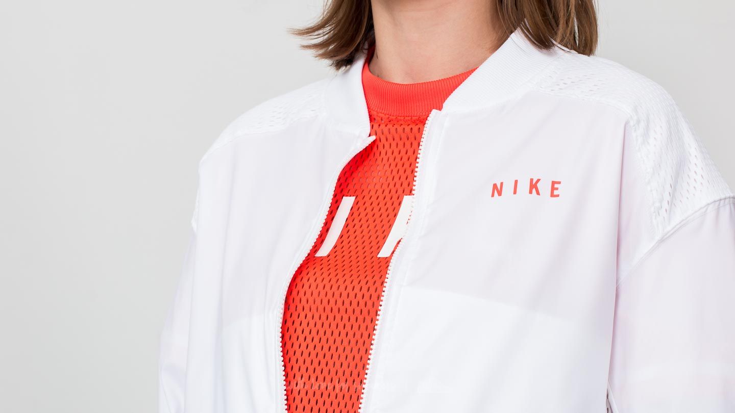 Jakker Nike Sportswear Mesh Bomber Jacket White/ Rush Coral