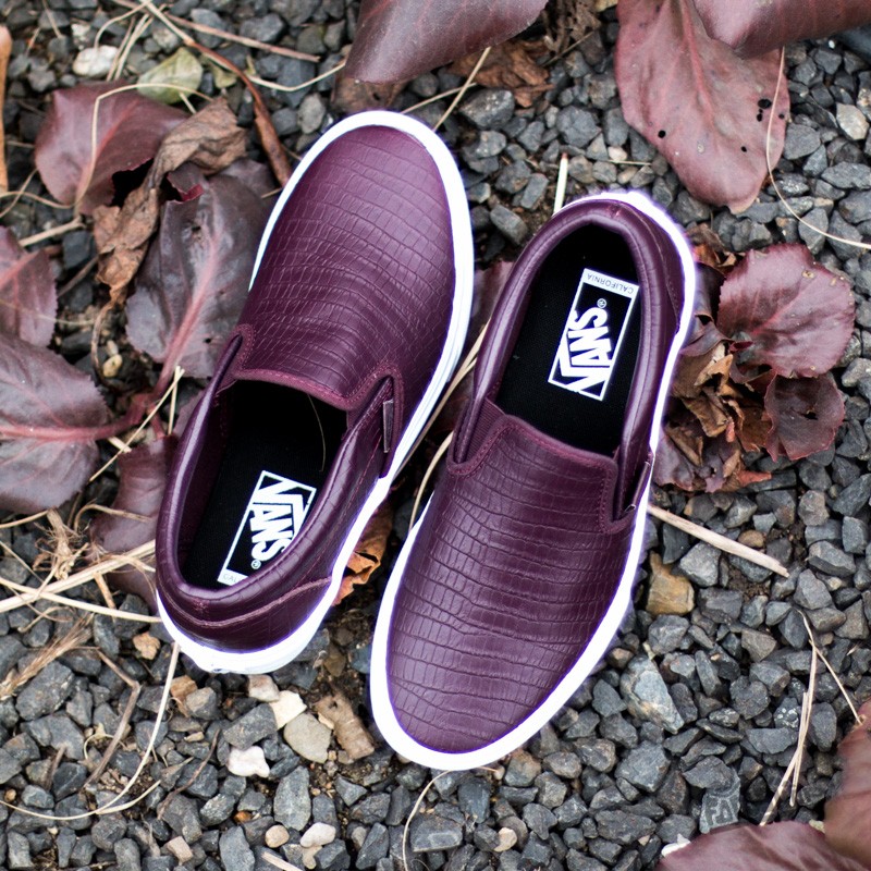 Men s shoes Vans Classic Slip On CA Croc Leather Winetasting