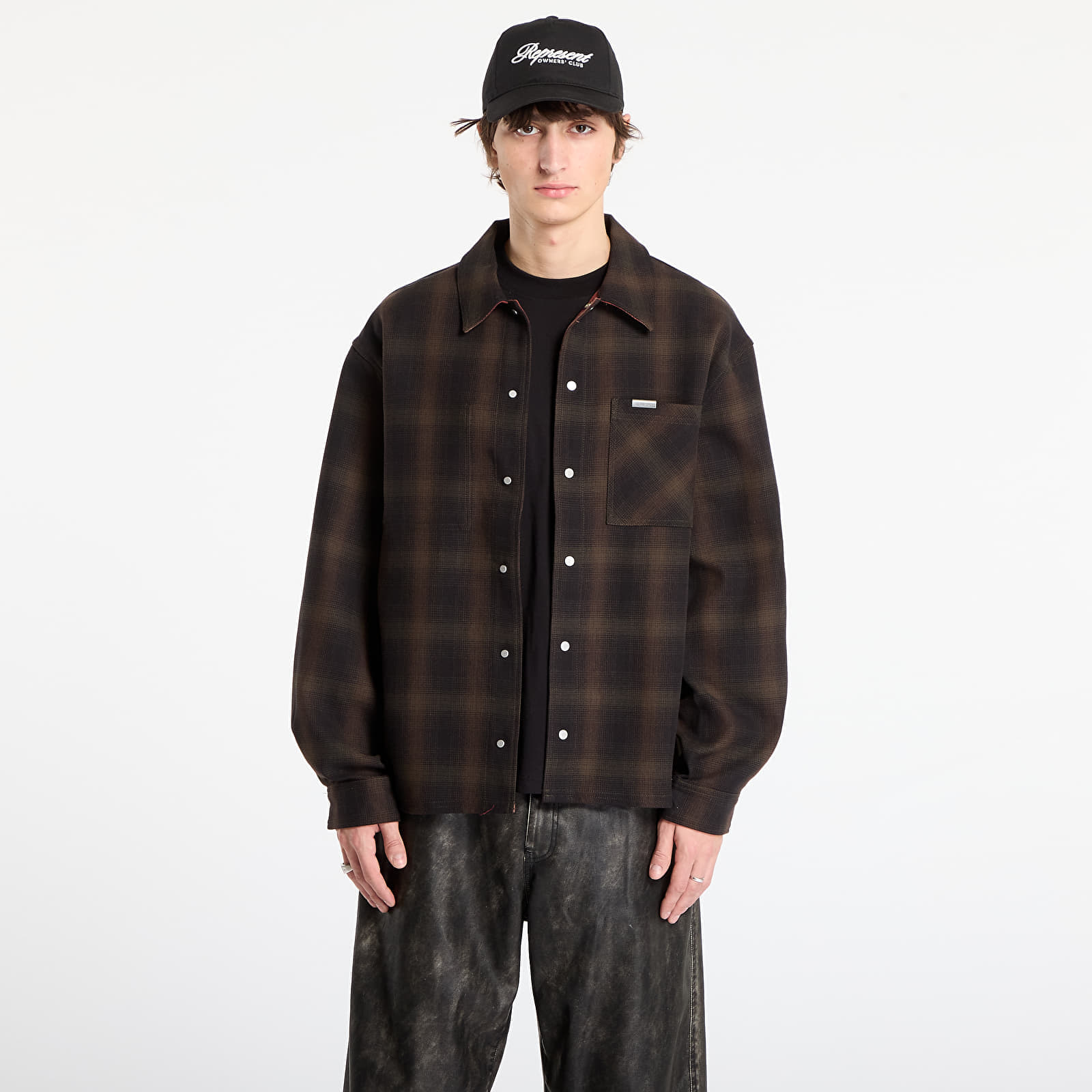 Jacheta REPRESENT Bonded Reversible Check Shirt Nero XL