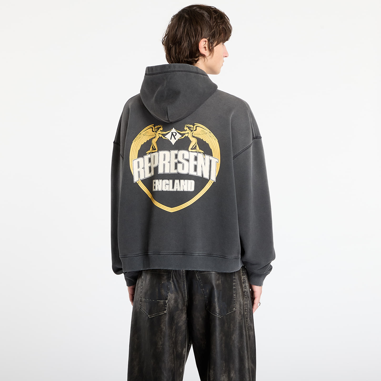 Bluzy REPRESENT Represent Angel Border Hoodie Stained Black