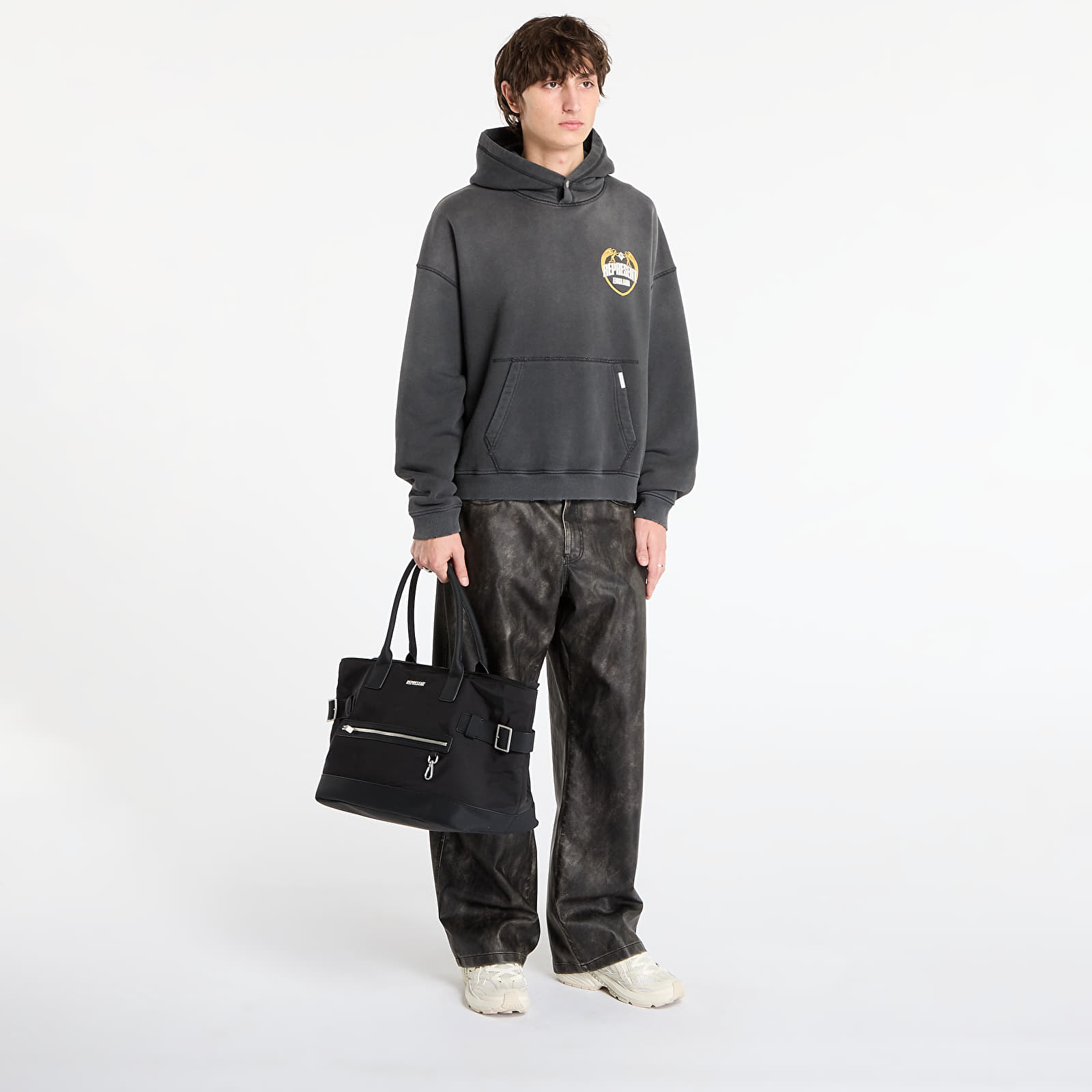 Bluzy REPRESENT Represent Angel Border Hoodie Stained Black