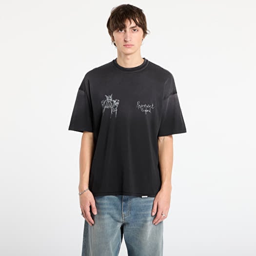 REPRESENT Hand Drawn Thoroughbred Dogs T-Shirt Aged Black