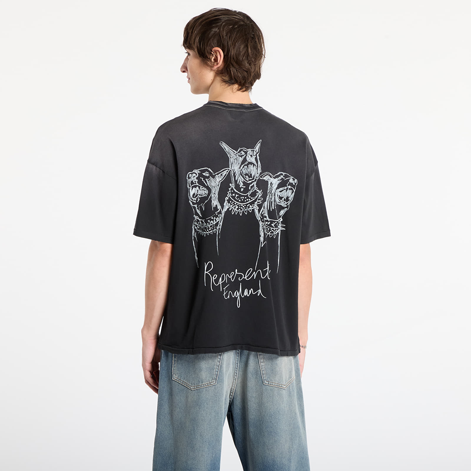 Koszulki REPRESENT Hand Drawn Thoroughbred Dogs T-Shirt Aged Black