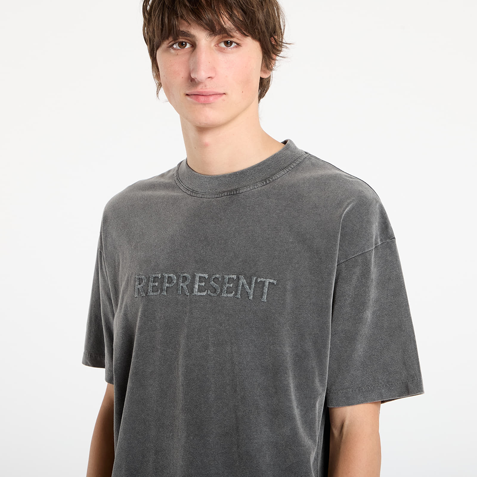 Тениски REPRESENT Embroidered Serif Logo T-Shirt Vintage Grey