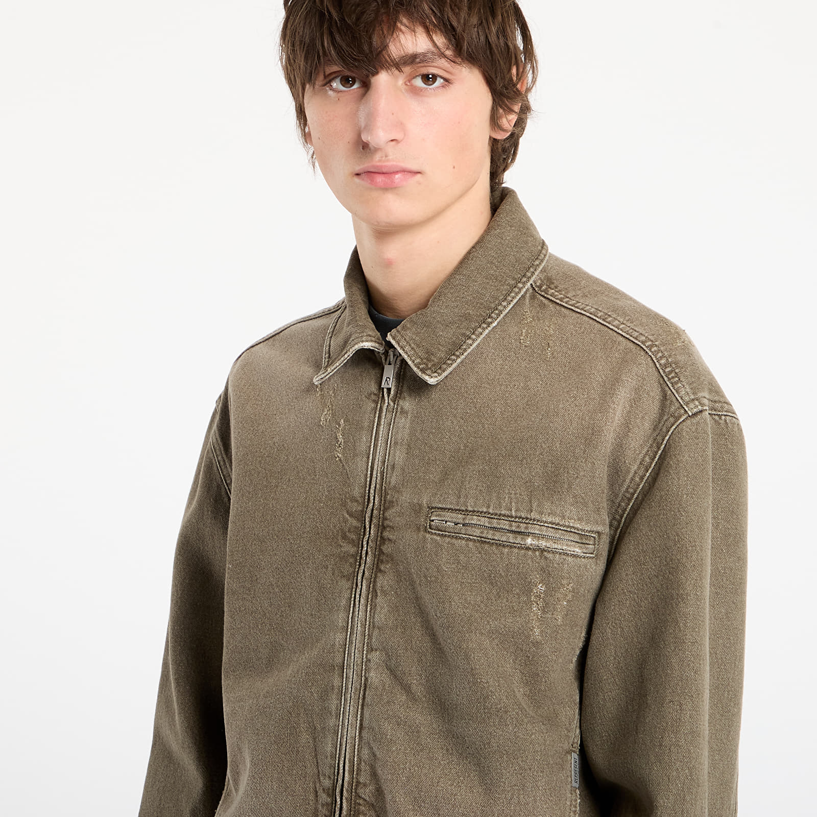 Casacos REPRESENT Collared Denim Jacket Washed Olive